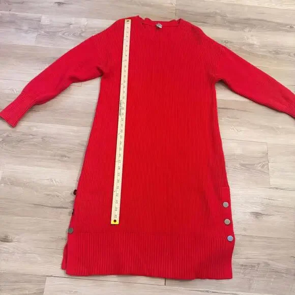 Tristan Red Sweater Dress Women's L Long Buttons - Picture 7 of 8